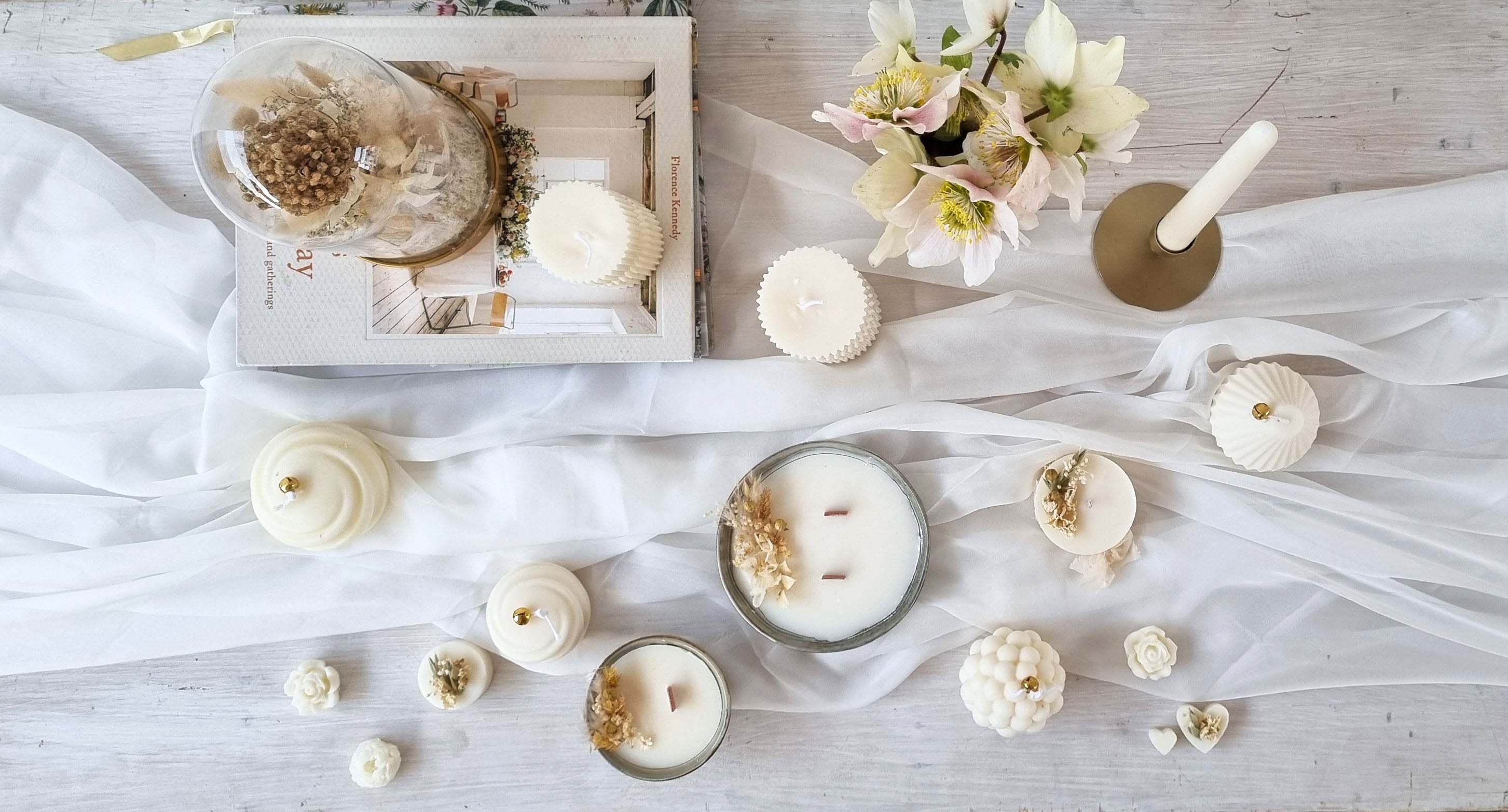 CANDELE IN CERA DI SOIA SEGNAPOSTO PER EVENTI E MATRIMONI